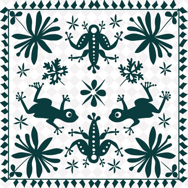 PSD a green and black pattern with frogs and a lizard