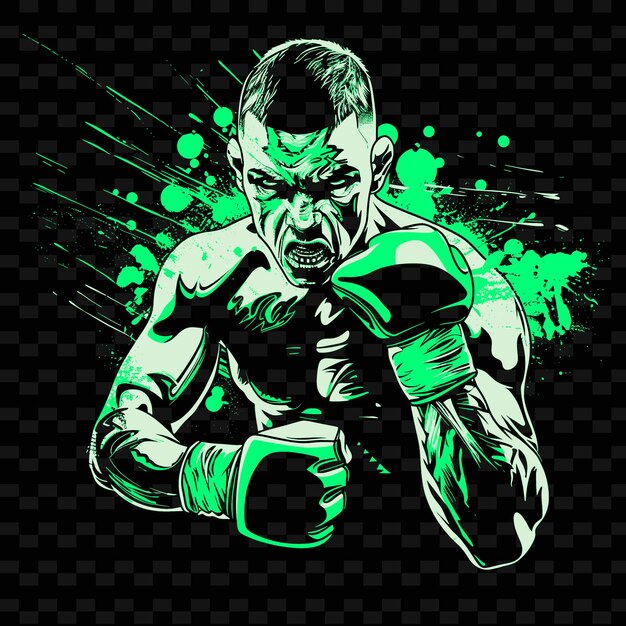 PSD a green and black poster of a boxer with green and black colors