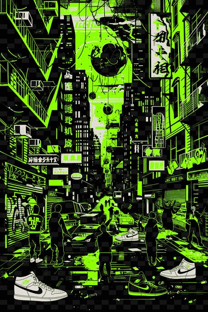 PSD un poster verde e nero con la parola new york sopra