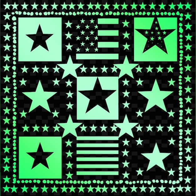 PSD a green and black square with stars and a green background