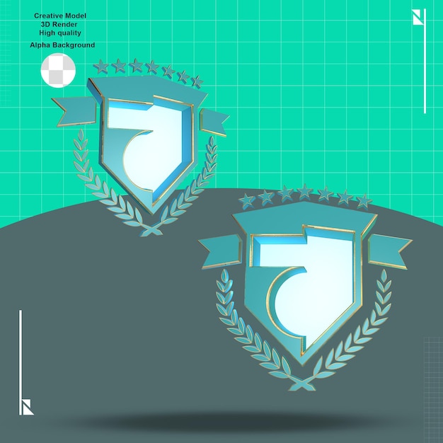 A green and blue background with a shield and the number 7 on it.