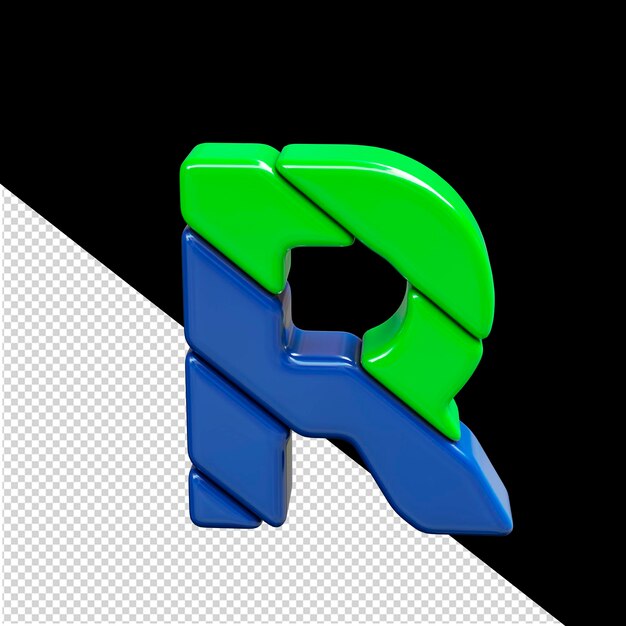 Green and blue plastic 3d symbol letter