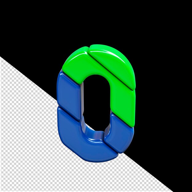 PSD green and blue plastic 3d symbol number 0