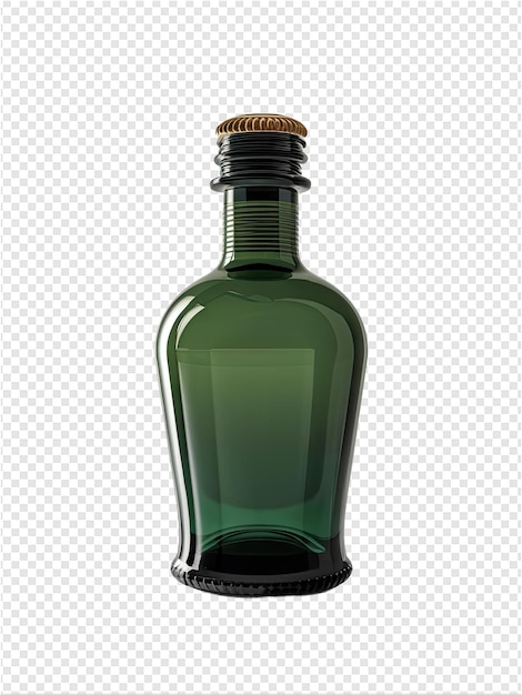 PSD a green bottle of alcohol with a gold cap