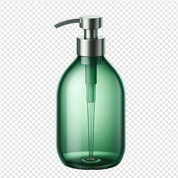 PSD a green bottle of soap with a silver cap