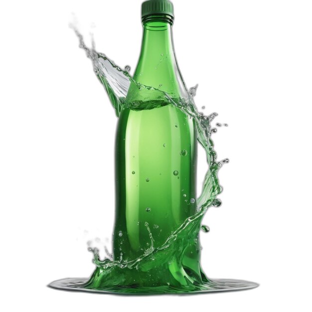 PSD green bottle splash psd on a white background