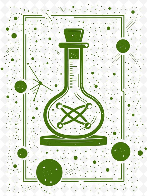 PSD a green bottle with a flask in the middle of it