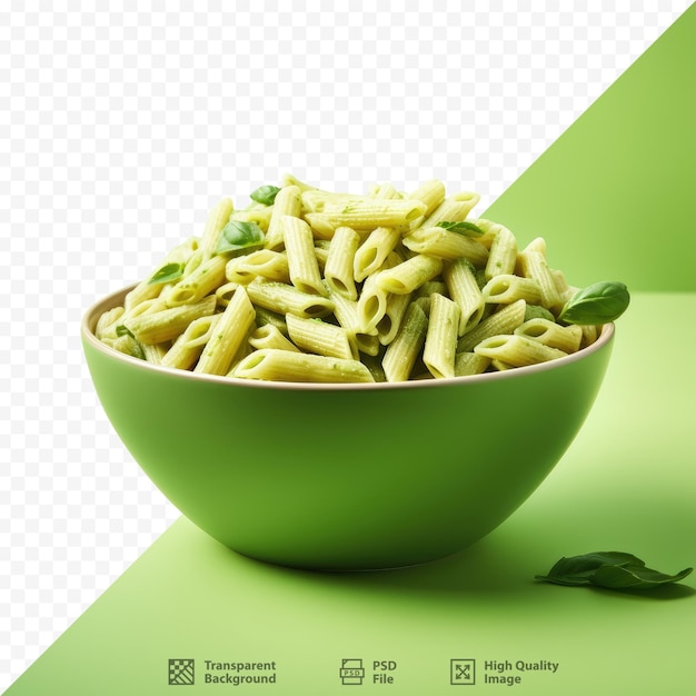 PSD a green bowl of pasta with a green background with a picture of a green bowl with a green leaf.