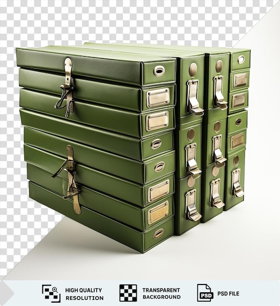 A green box with keys and keys on it