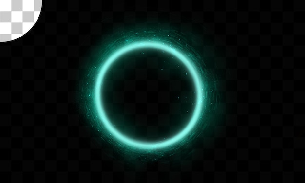 Cerchio luminoso verde su sfondo trasparente