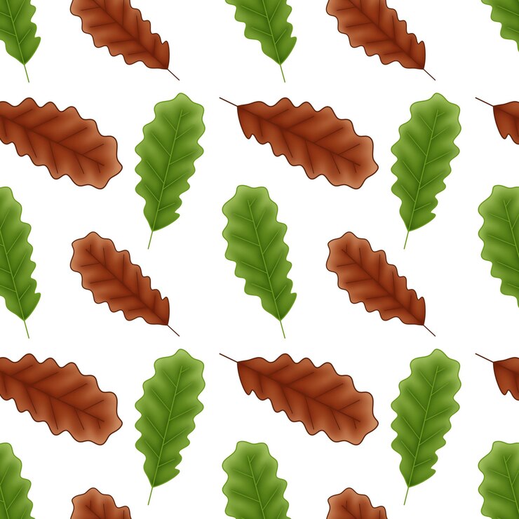 PSD green and brown oak leaves raster repeat pattern
