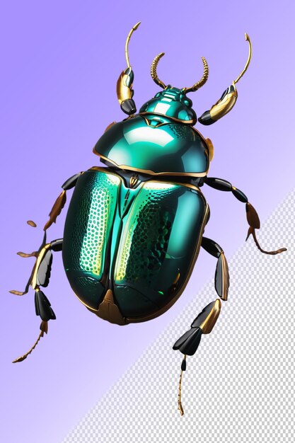 PSD a green bug with a yellow and green body and a blue background