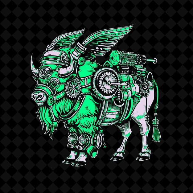 A green bull with a green background with a green dragon on it