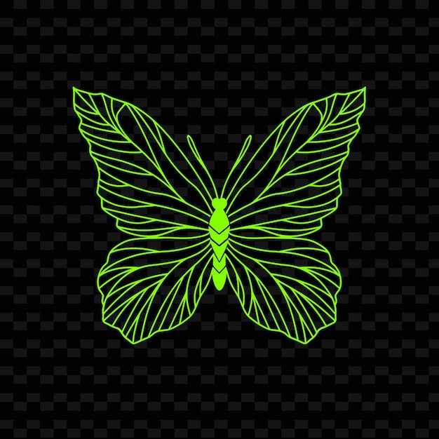 PSD a green butterfly with a green pattern on a black background