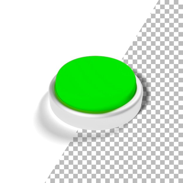 PSD a green button 3d render with transparent background