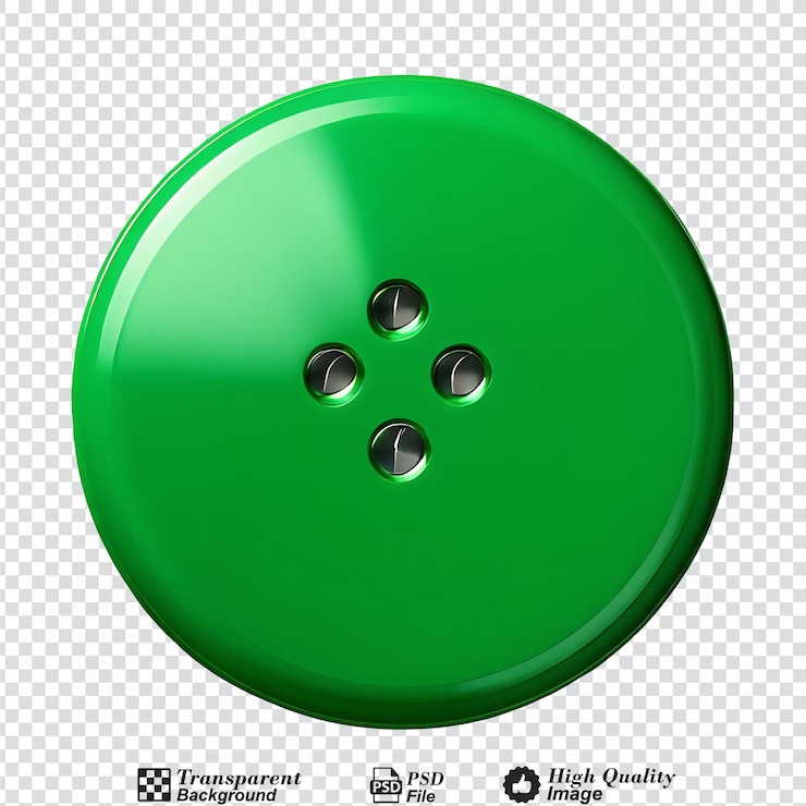 PSD green button isolated on transparent background