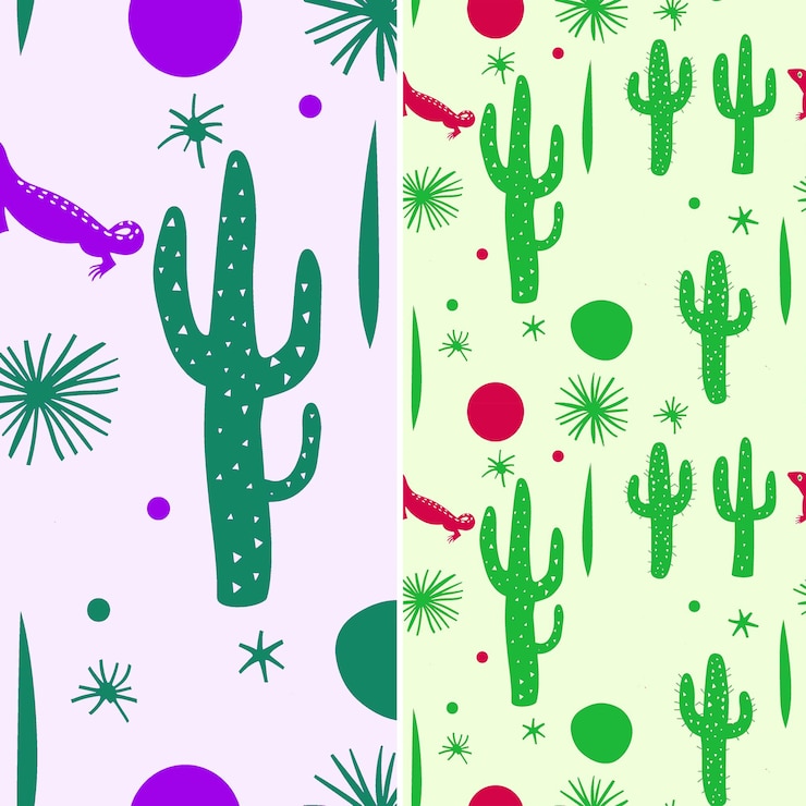 PSD a green cactus and a green background with different colors and a green and purple one with a green