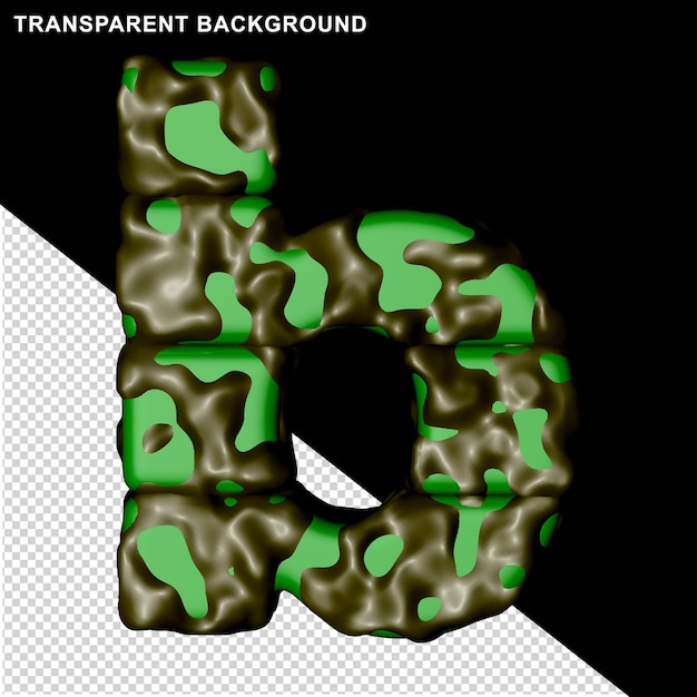 Green camouflage. 3d capital letter b