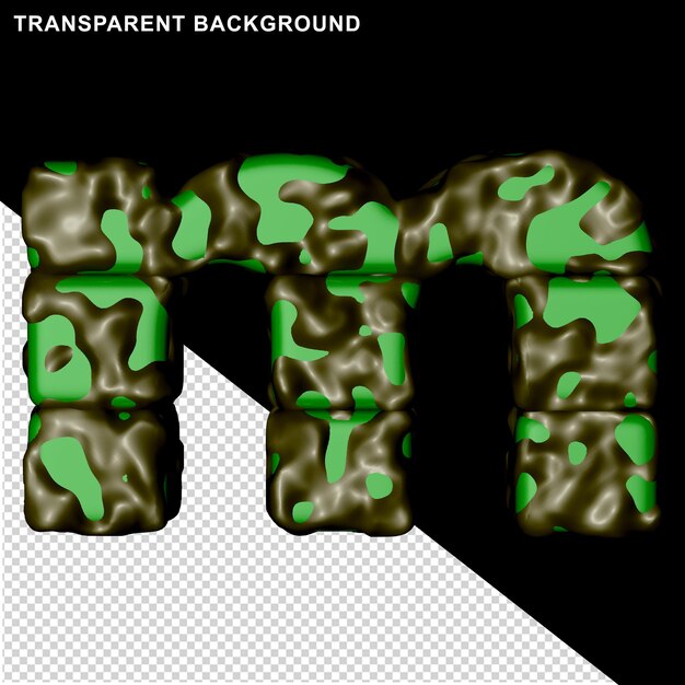 PSD green camouflage. 3d capital letter m