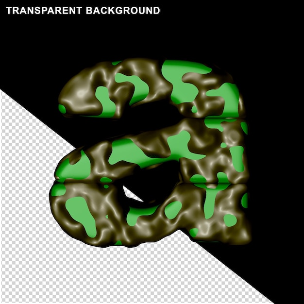 Green camouflage. 3d capital letter a