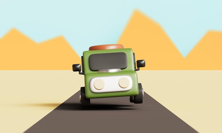 PSD green camping travel suv car 3d rendering