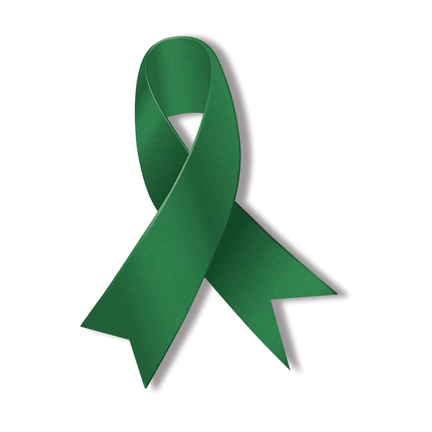 Green cancer leather ribbon