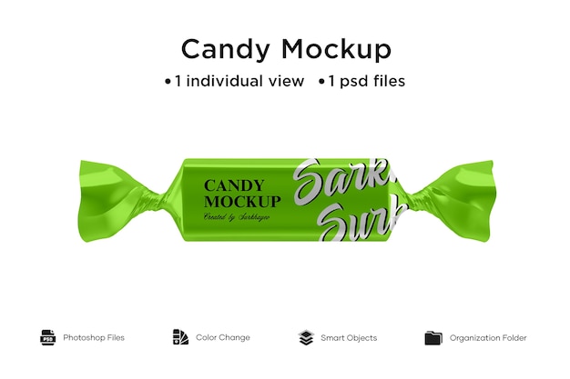 PSD green candy foil mockup front view mockup