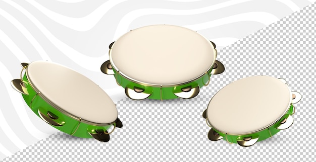 PSD green carnal realistic 3d tambourine in psd