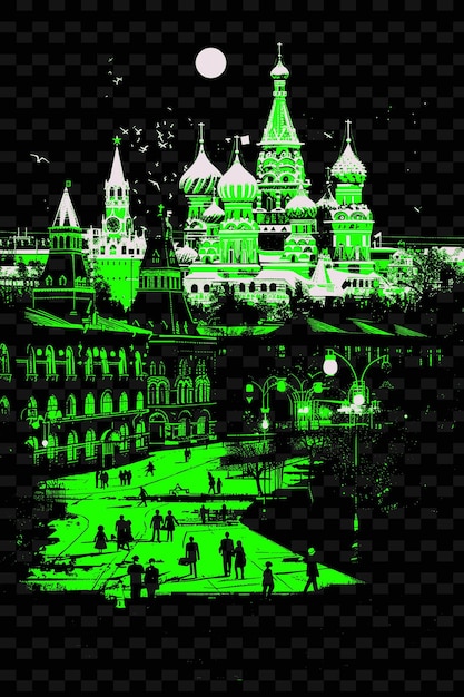 PSD a green castle with a green background with a green light