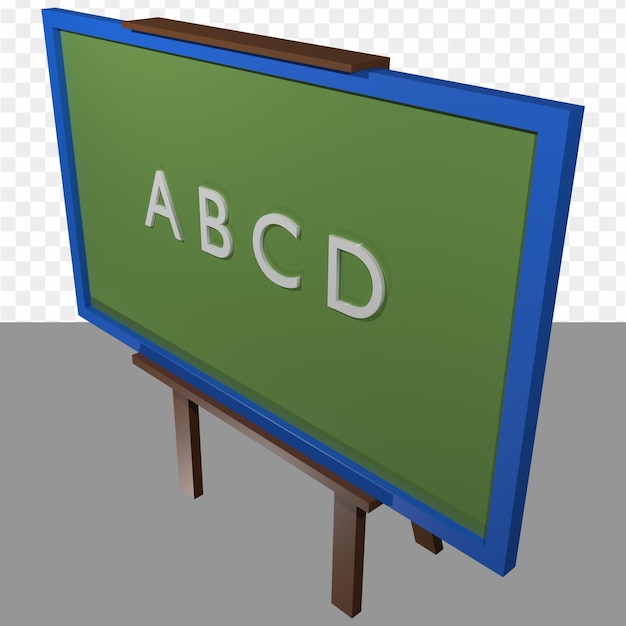 A green chalkboard with the letters abcd on it