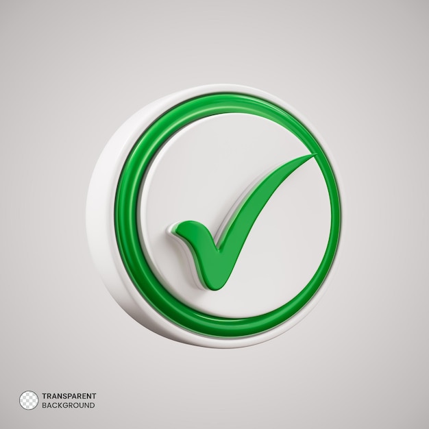 PSD green check box icon 3d render illustration