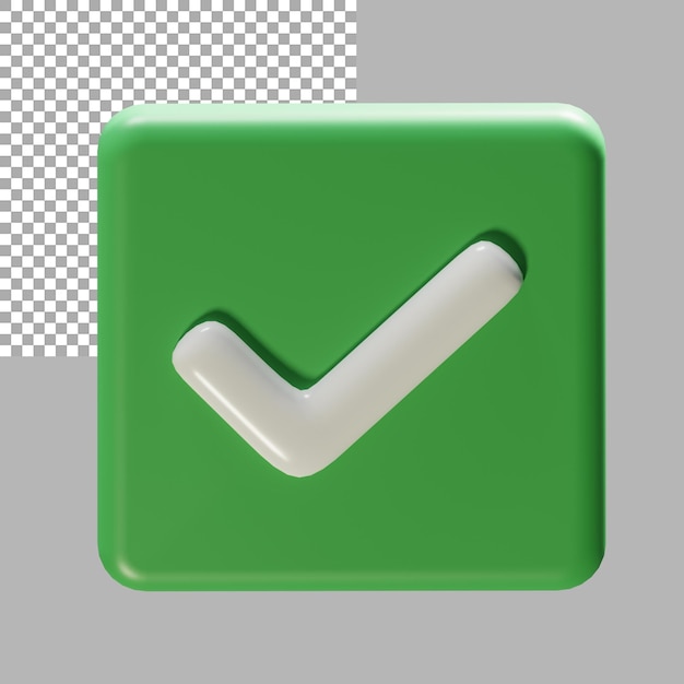 green check mark icon 3d render illustration