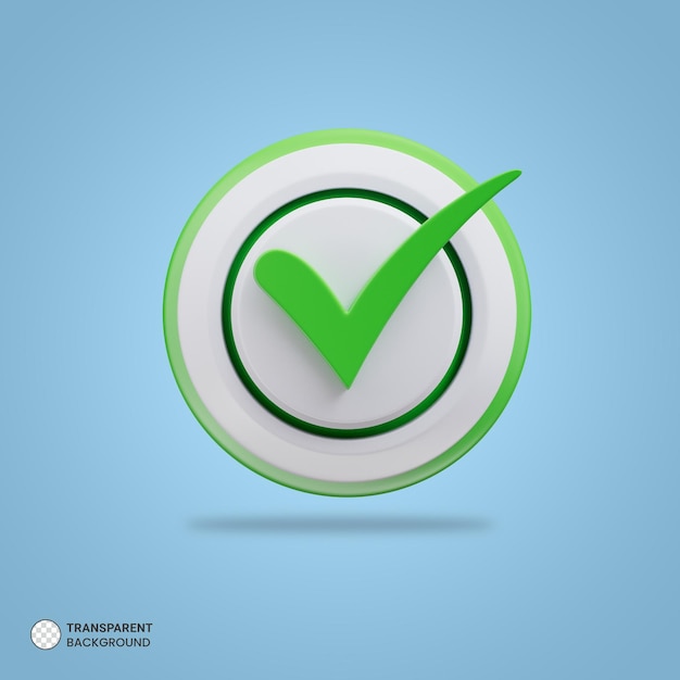 Green check mark symbol icon 3d render illustration