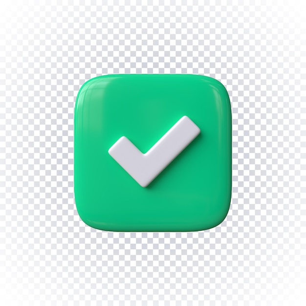 Green checkmark 3d render isolated