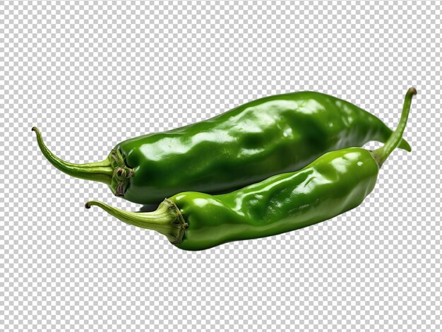 Green chili pepper on transparent background