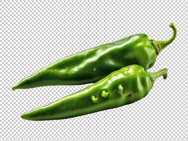 Green chili pepper on transparent background