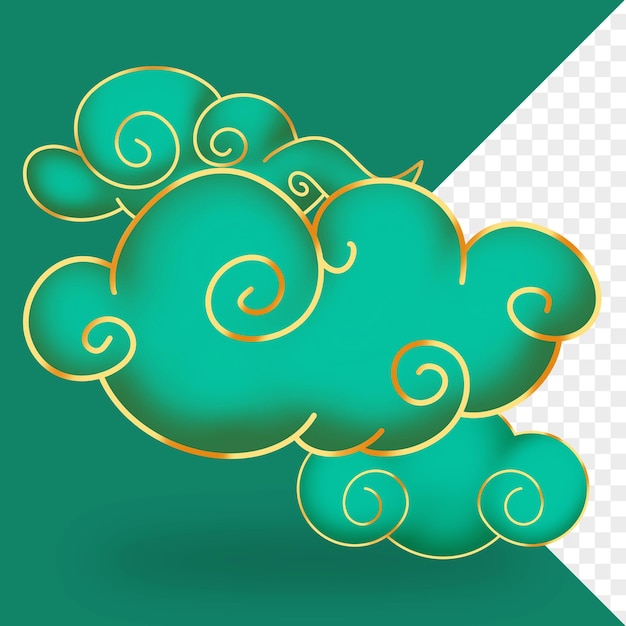 PSD green chinese clouds illustration