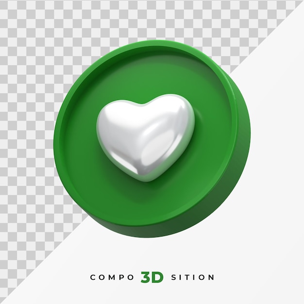 Green circle like icon 3d rendering