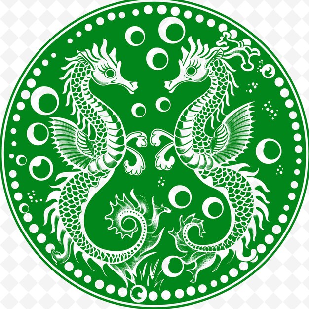 A green circle with a green background with a bird and circles
