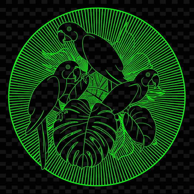 A green circle with two birds on it and a green circle with a green background