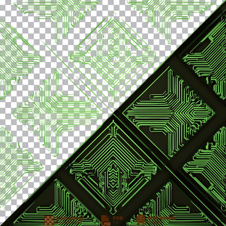 PSD green circuit board pattern isolated