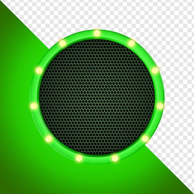 Green circular panel with lamps