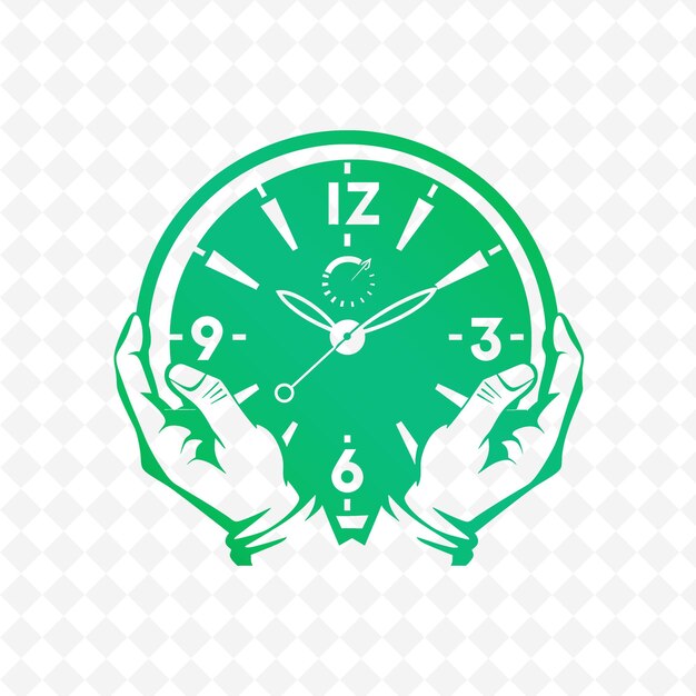 PSD a green clock with hands that says time of 11 05