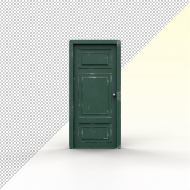 PSD Зеленая закрытая дверь изолирована