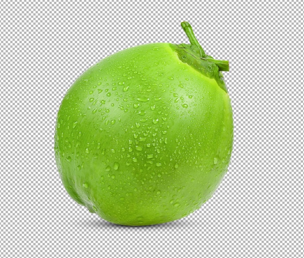 Green coconut isolated on alpha layer background