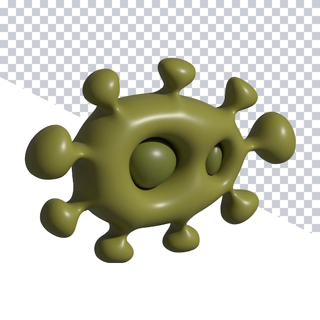 A green coronavirus toy with a green coronavirus symbol.