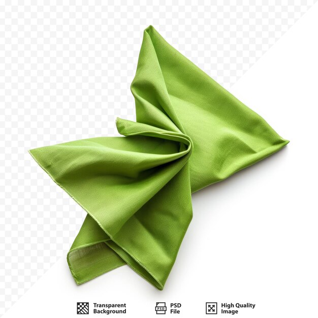 Green cotton napkin isolated on white isolated background top view