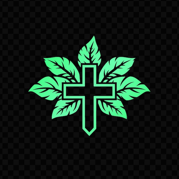 PSD green cross on a black background