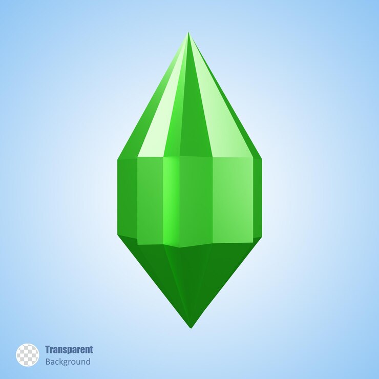 PSD green crystal in 3d render design