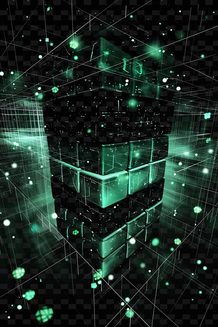 PSD a green cube with a green background and a green box in the middle